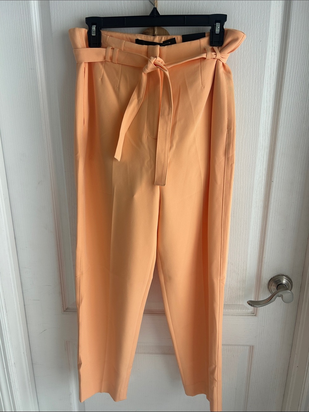 White House Black Market Peach Paperbag Tie-Waist Trousers